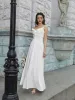 Flounce Trim Tie Front Solid Cami Long Dress sold by Parthea Fashion