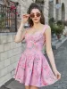 Bow Tie Crisscross Tie Back Floral Print Mini Dress sold by Parthea Fashion