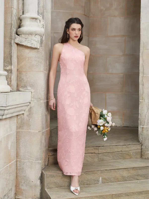 One Shoulder Tie Back Backless Jacquard Long Dress sold by Parthea Fashion