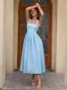 Halter Ruched Backless Flared Pocket Long Dress sold by Parthea Fashion