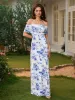 Off Shoulder Floral Print Backless Bodycon Dress sold by Parthea Fashion