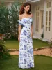 Off Shoulder Floral Print Backless Bodycon Dress sold by Parthea Fashion