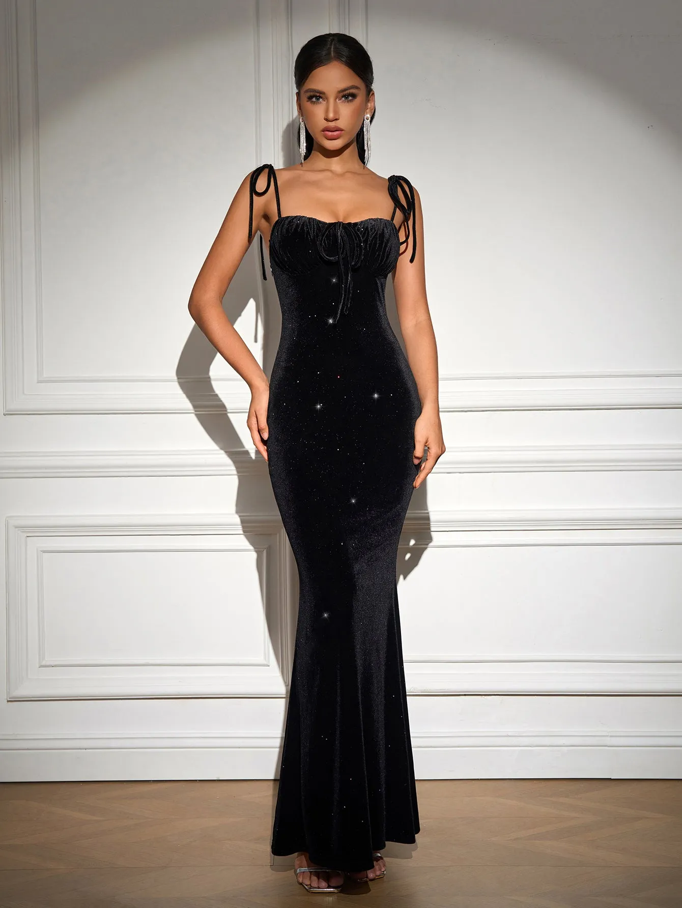 Knot Straps Sequin Tie Front Maxi Dress sold by Parthea Fashion product image thumbnail 5