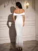 Off Shoulder Zipper Back Ruched Maxi Dress sold by Parthea Fashion