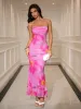 Floral Print Ruched Crisscross Back Maxi Dress sold by Parthea Fashion