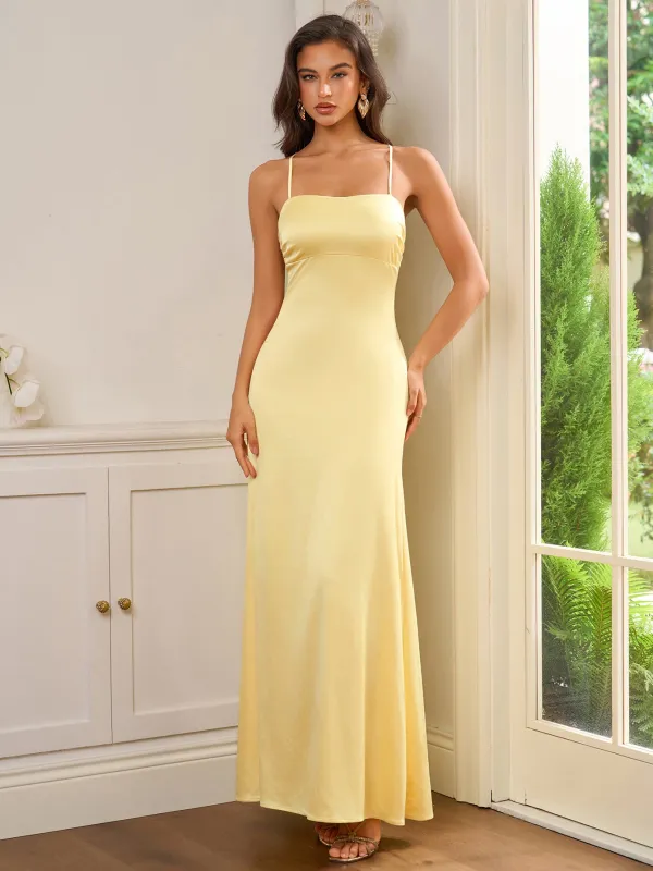 Crisscross Tie Backless Solid  Maxi Dress sold by Parthea Fashion