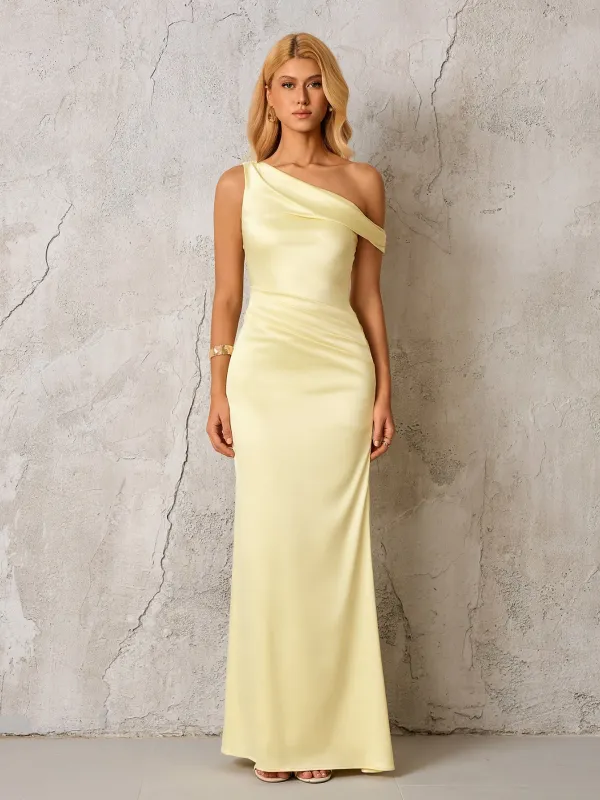 One Shoulder Satin Bodycon Dress sold by Parthea Fashion