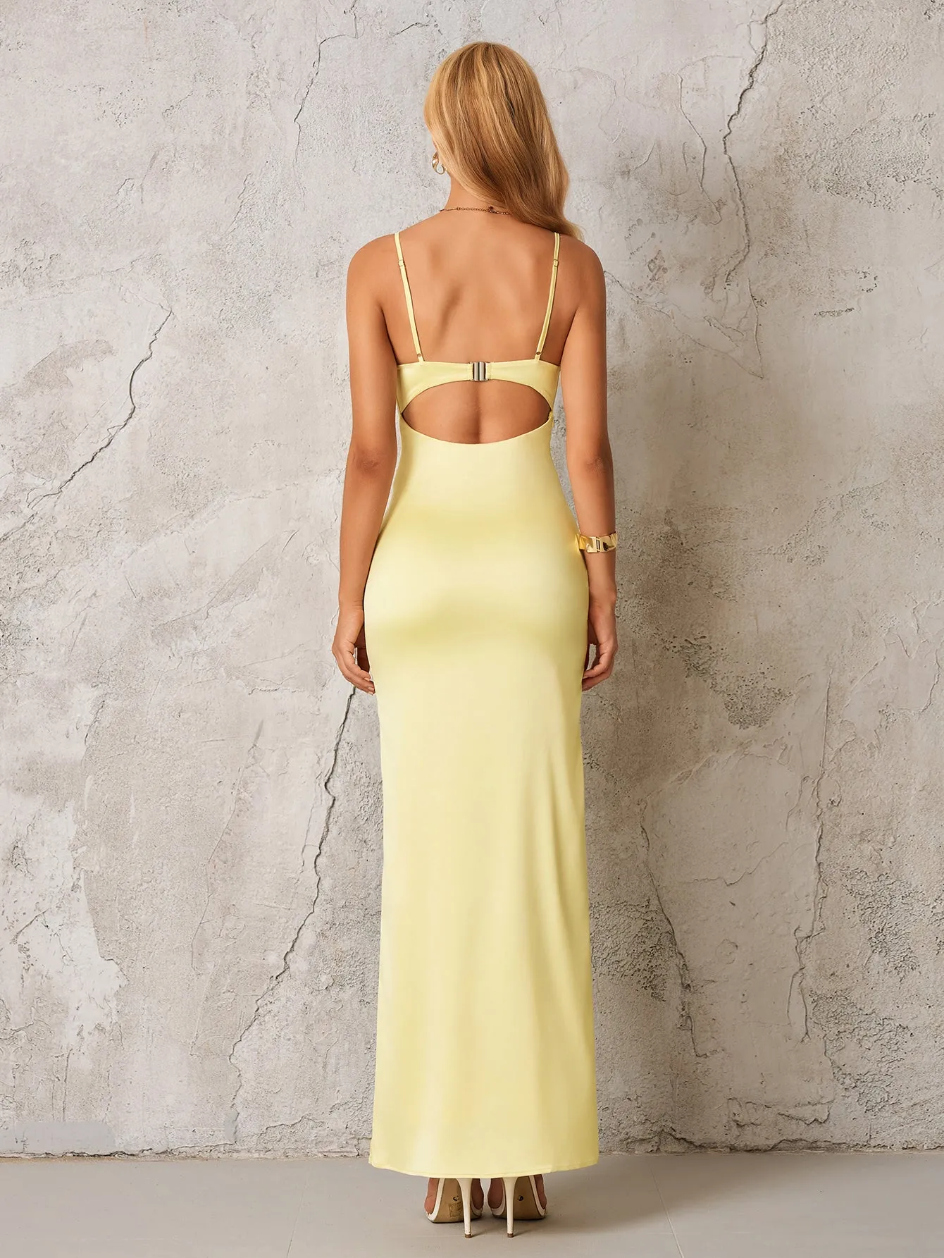 Ruched Bust Cut Out Backless Satin Dress sold by Parthea Fashion product image thumbnail 2