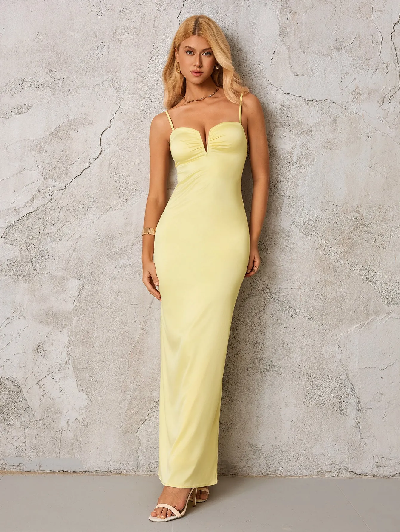 Ruched Bust Cut Out Backless Satin Dress sold by Parthea Fashion product image thumbnail 5