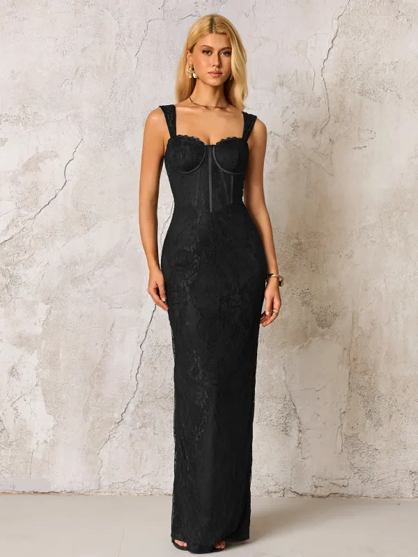 Jacquard Zipper Split Back Lace Bodycon Dress sold by Parthea Fashion
