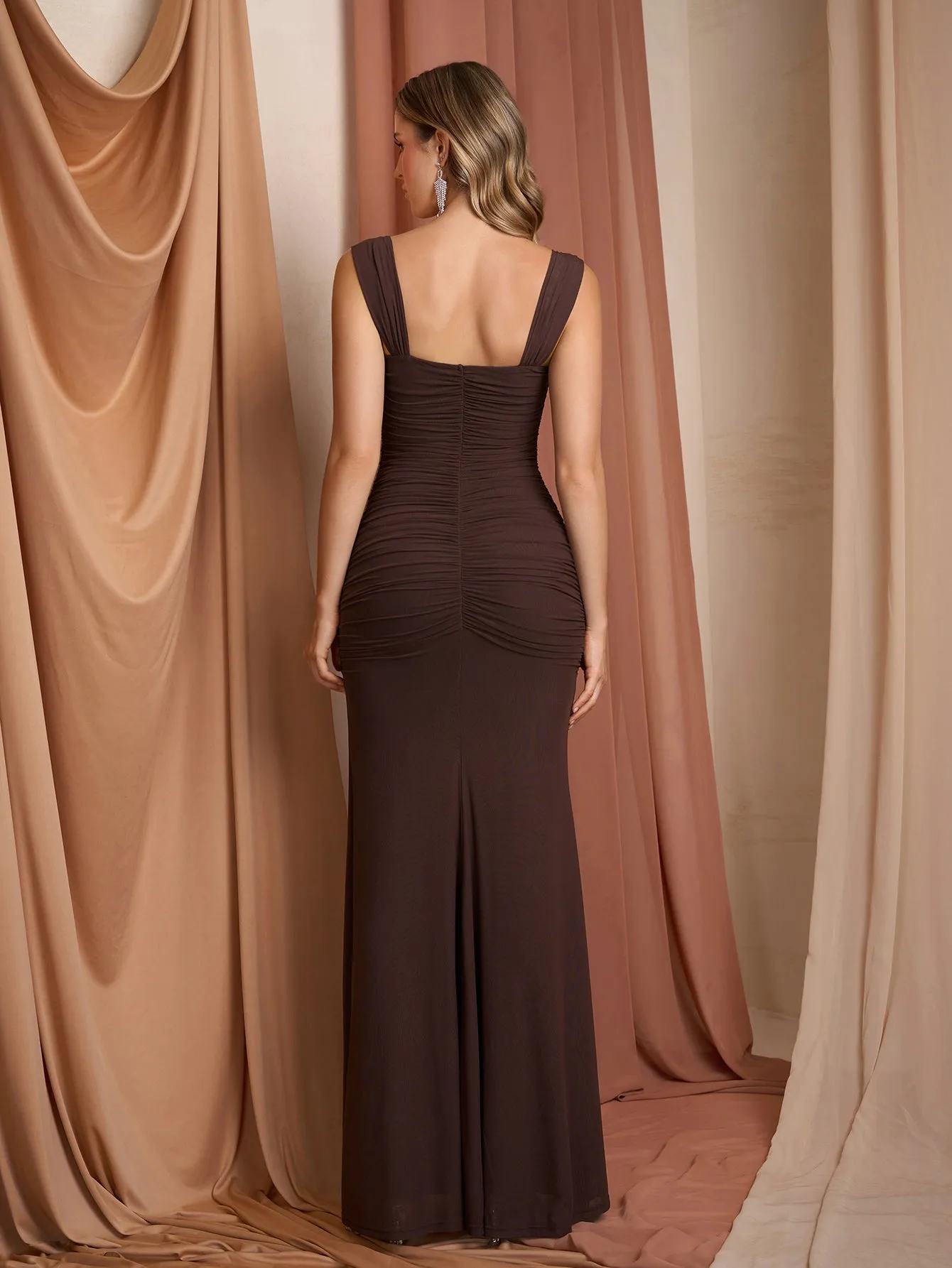 Ruched Split Thigh Mesh Bodycon Dress sold by Parthea Fashion product image thumbnail 2