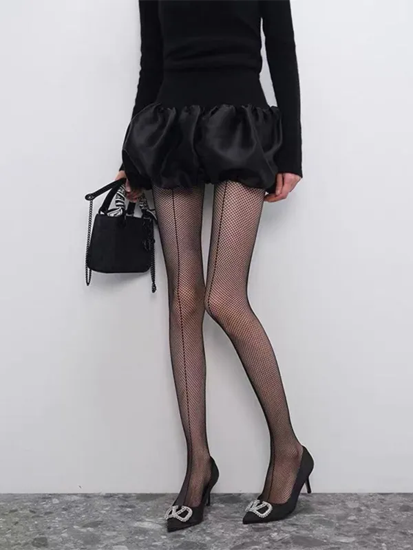 ‌Vertical Seam Fishnet Pantyhose made by Parthea Fashion