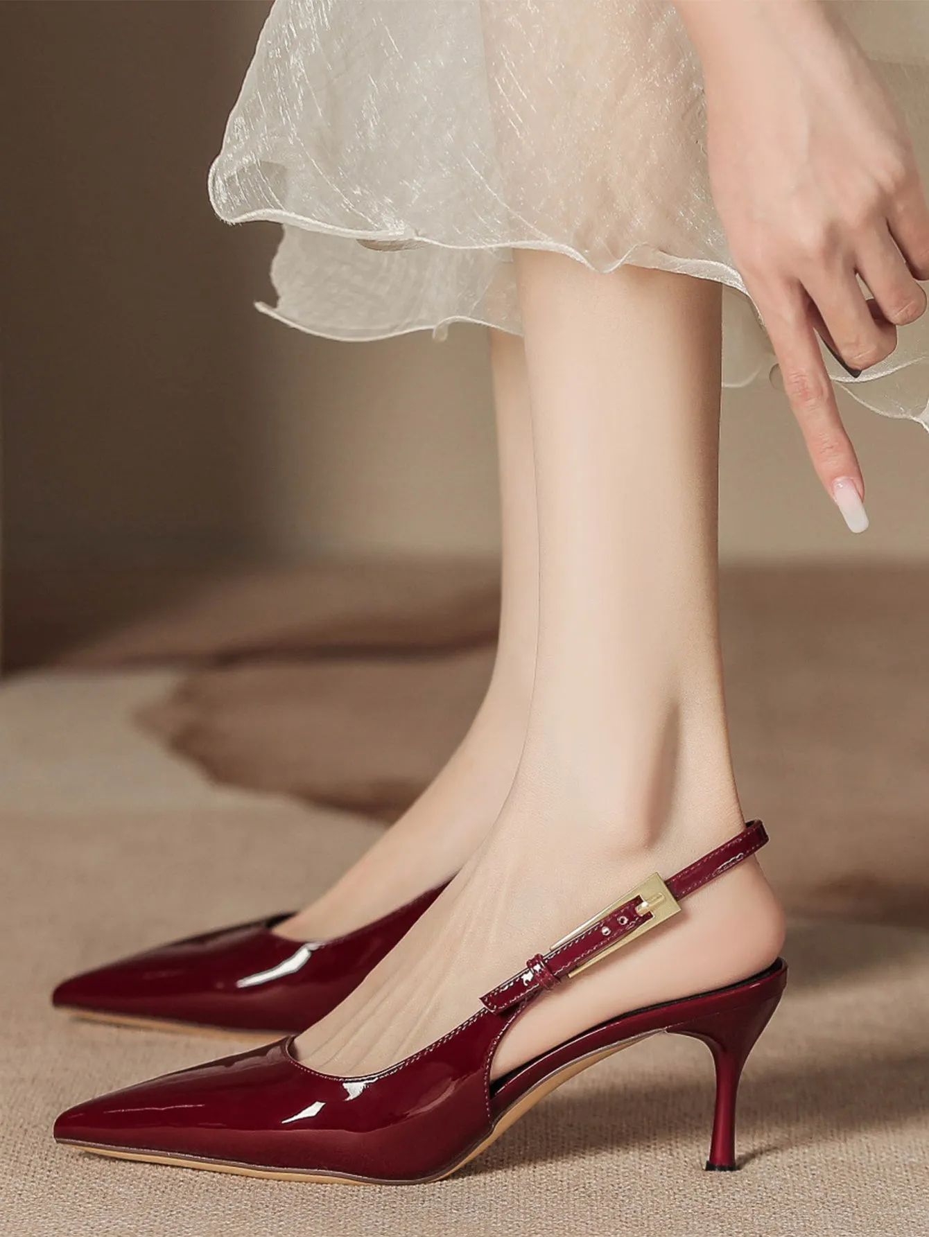 Parthea Pointed Toe Stiletto High Heel With Ankle Strap sold by Parthea Fashion product image thumbnail 2