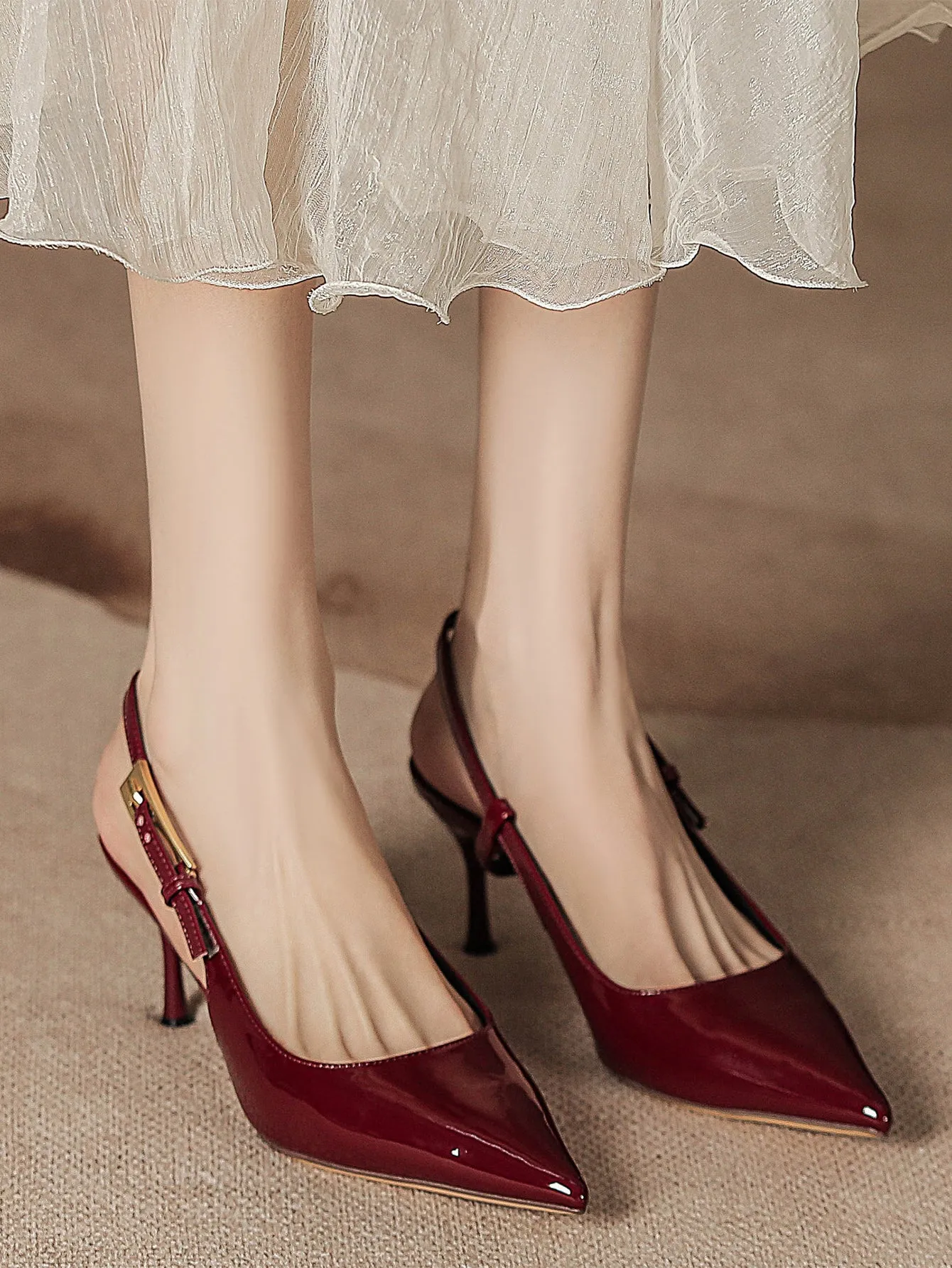 Parthea Pointed Toe Stiletto High Heel With Ankle Strap sold by Parthea Fashion product image thumbnail 4