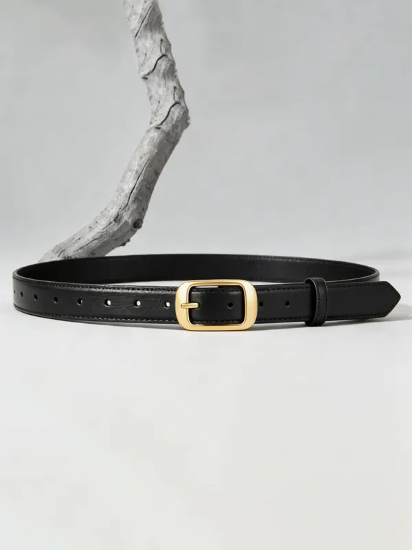 Parthea Leather Belt With Gold Buckle made by Parthea Fashion