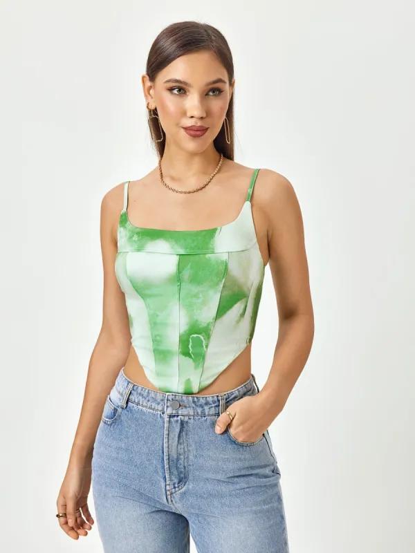 Tie Dye Backless Zipper Top sold by Parthea Fashion