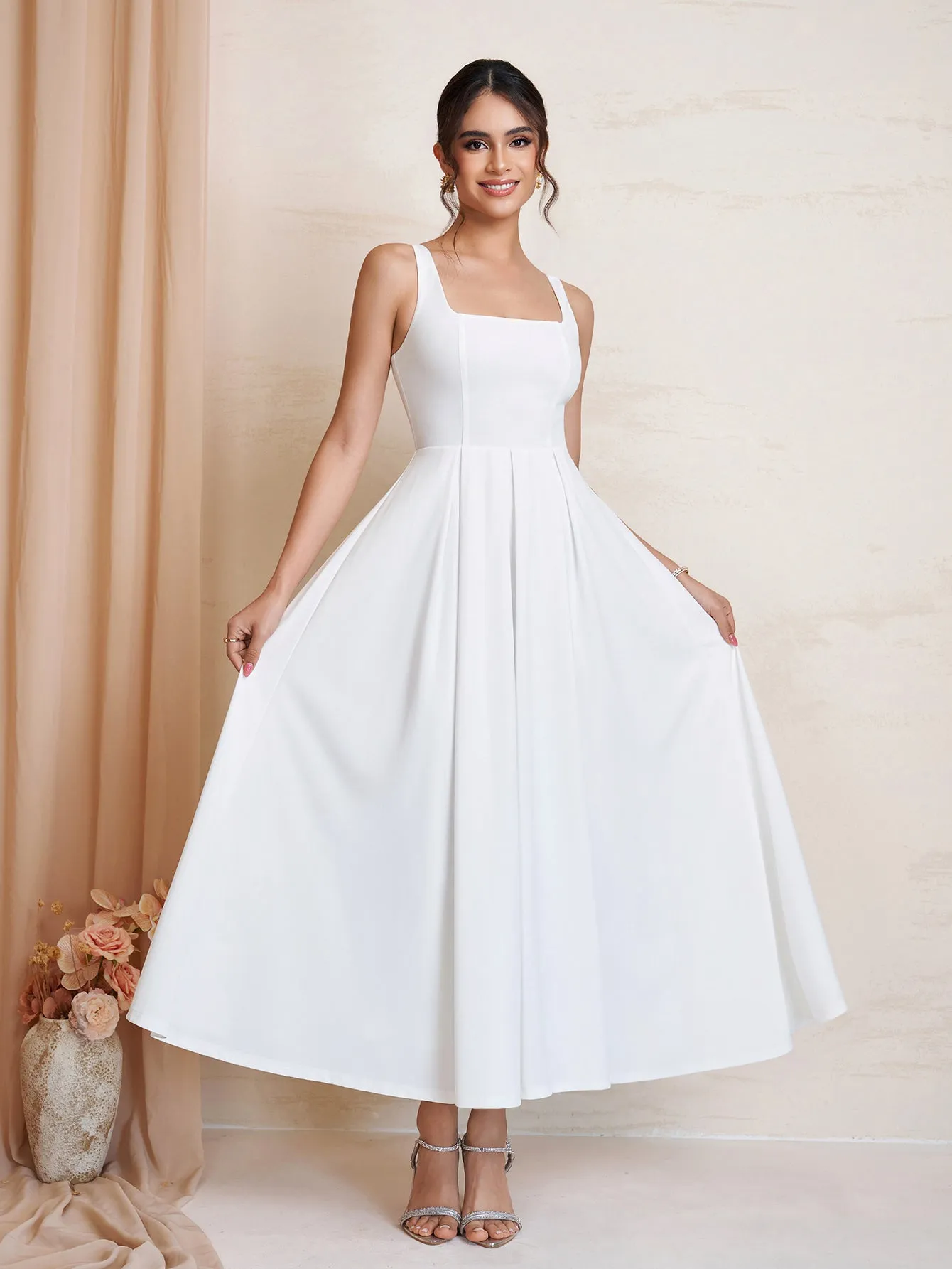 Square Neck Backless Zipper Maxi Dress sold by Parthea Fashion product image thumbnail 4
