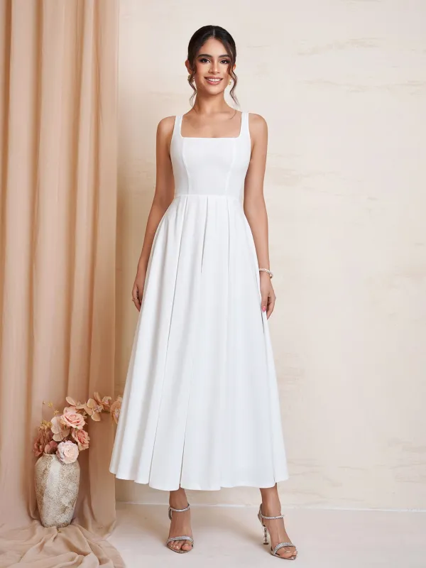 Square Neck Backless Zipper Maxi Dress made by Parthea Fashion