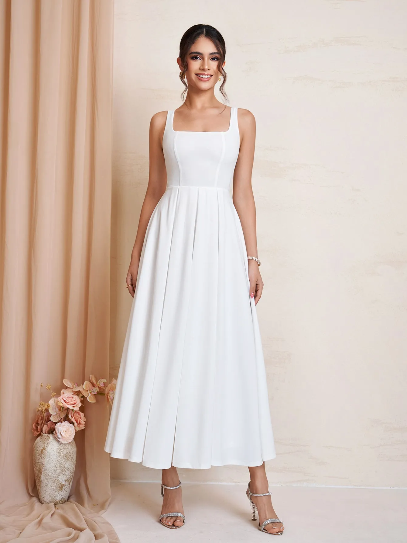 Square Neck Backless Zipper Maxi Dress sold by Parthea Fashion