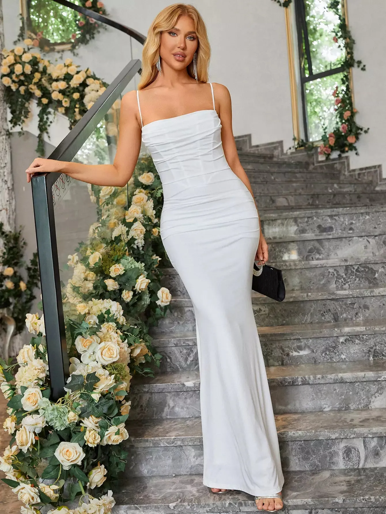 Solid Ruched Bodycon Formal Dress sold by Parthea Fashion product image thumbnail 4