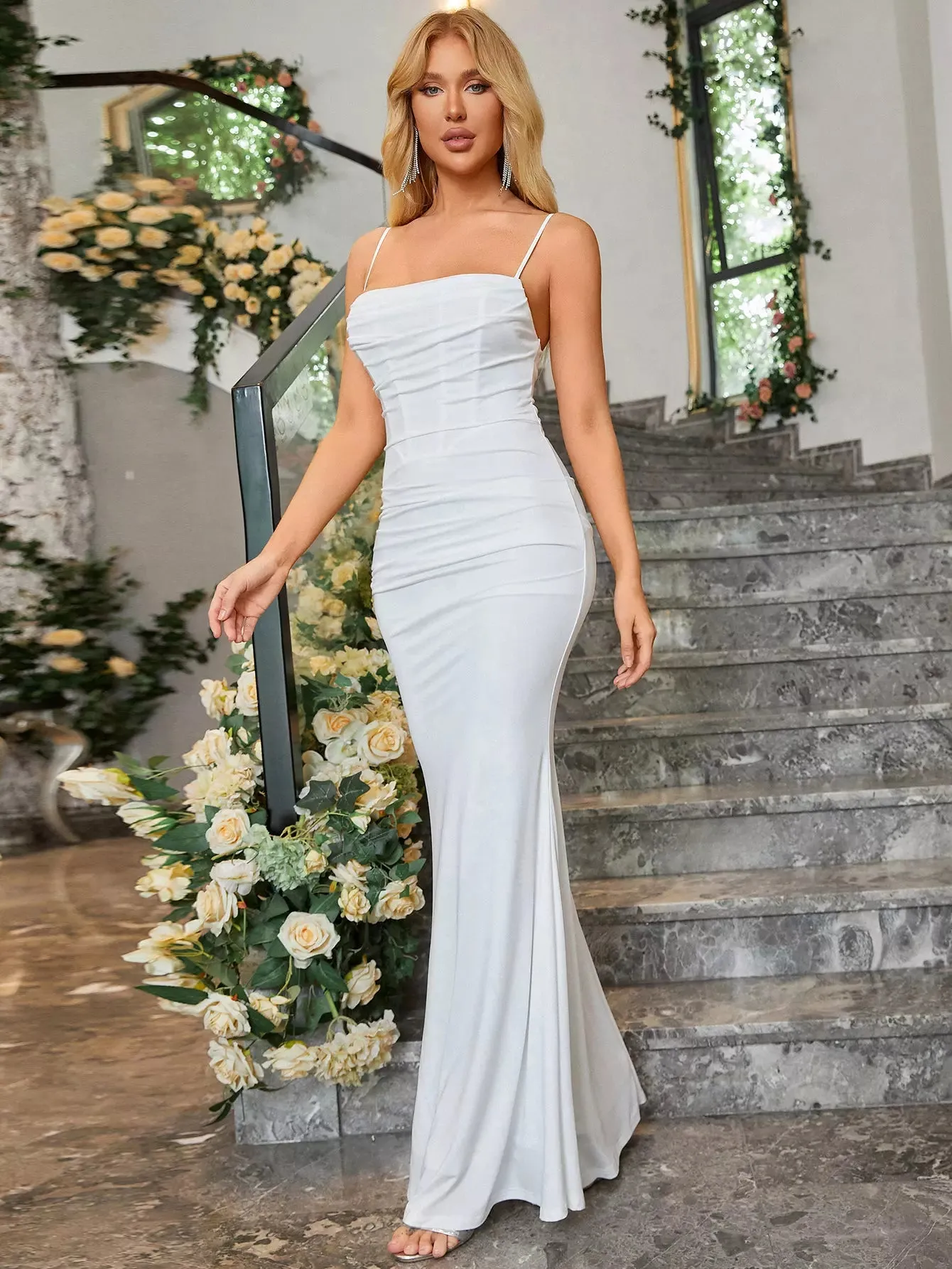 Solid Ruched Bodycon Formal Dress sold by Parthea Fashion product image thumbnail 3