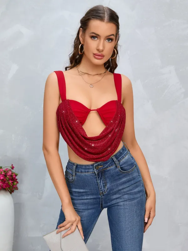 Cut Out Draped Crop Cami Top sold by Parthea Fashion