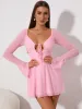 Cut Out Lace Up Mesh Dress sold by Parthea Fashion