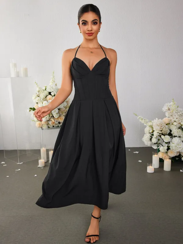 Halter Corset Ruched Bodycon Dress sold by Parthea Fashion