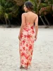Split Thigh Backless Tie Ruched Floral Print Dress sold by Parthea Fashion