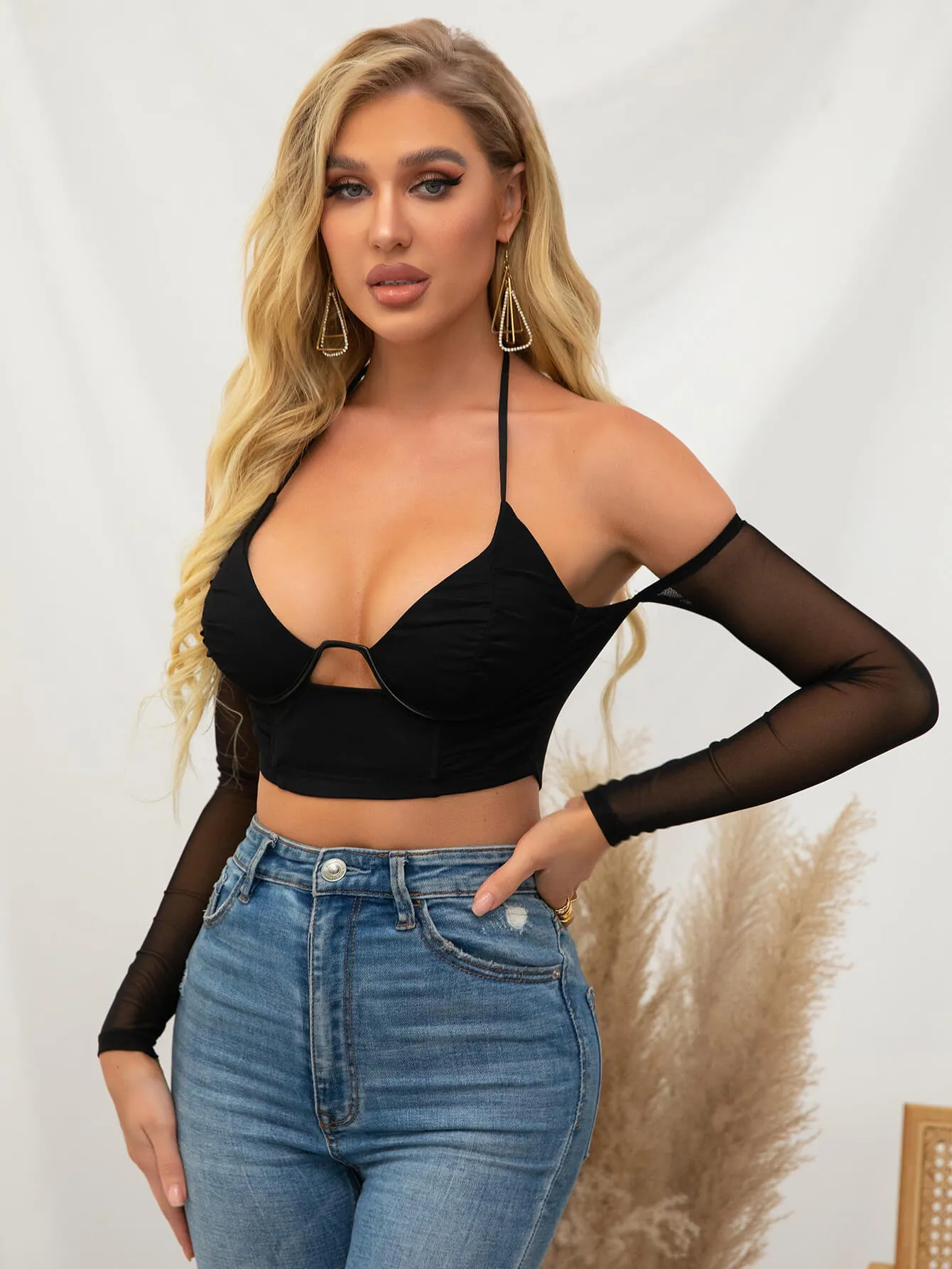 Off Shoulder Halter Crop Top sold by Parthea Fashion product image thumbnail 3