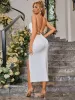Halter Lace Up Drawstring Midi Dress sold by Parthea Fashion