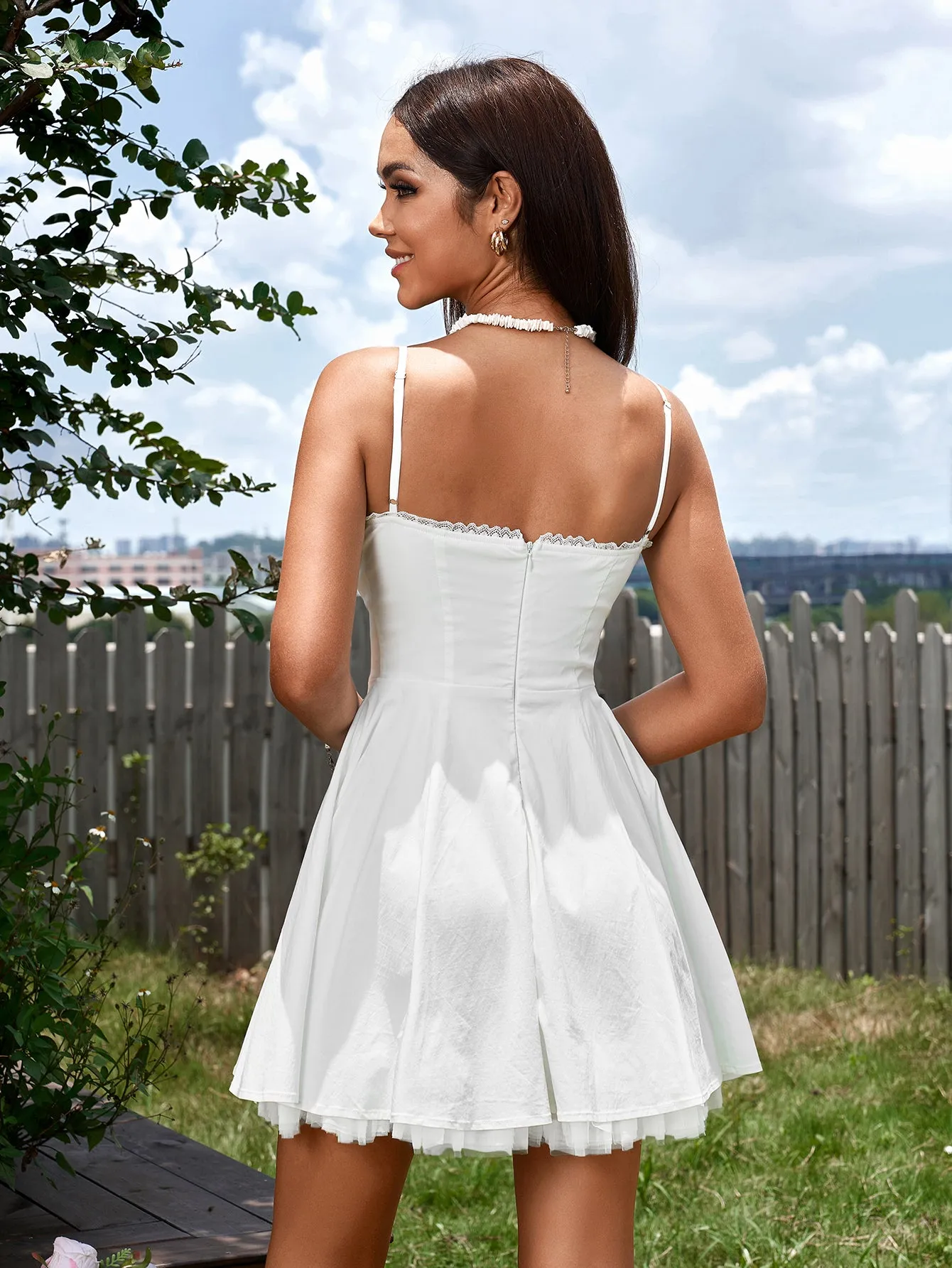 Lace Trim Corset Flared Hem Dress sold by Parthea Fashion product image thumbnail 2