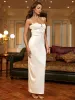 Lace Trim Tie Front Satin Dress sold by Parthea Fashion