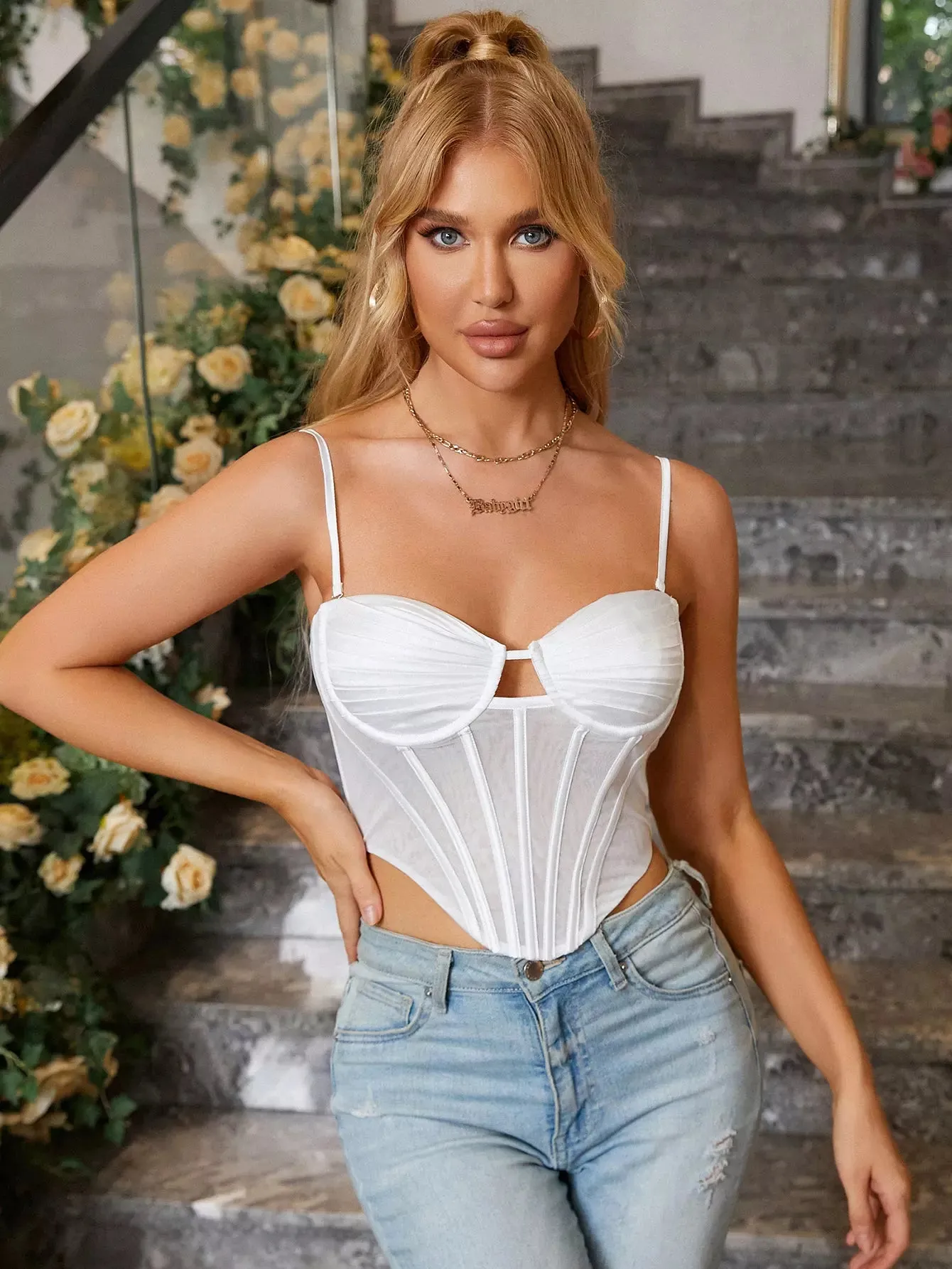 Sheer Mesh Corset Top sold by Parthea Fashion product image thumbnail 4
