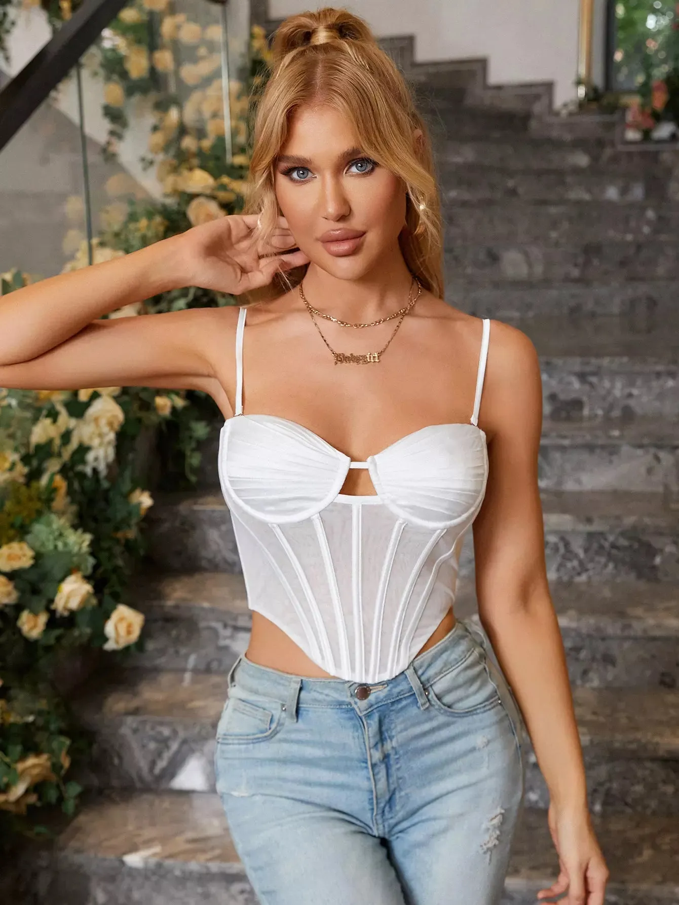 Sheer Mesh Corset Top sold by Parthea Fashion product image thumbnail 5