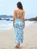 Draped Cut Out Backless Floral Maxi Dress sold by Parthea Fashion