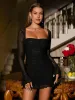 Mesh Flounce Long Sleeve Sparkly Mini Dress sold by Parthea Fashion