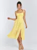 Lace Trim Tie Front Split Thigh Cami Dress sold by Parthea Fashion