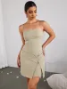 Backless Asymmetrical Hem Mini Dress sold by Parthea Fashion