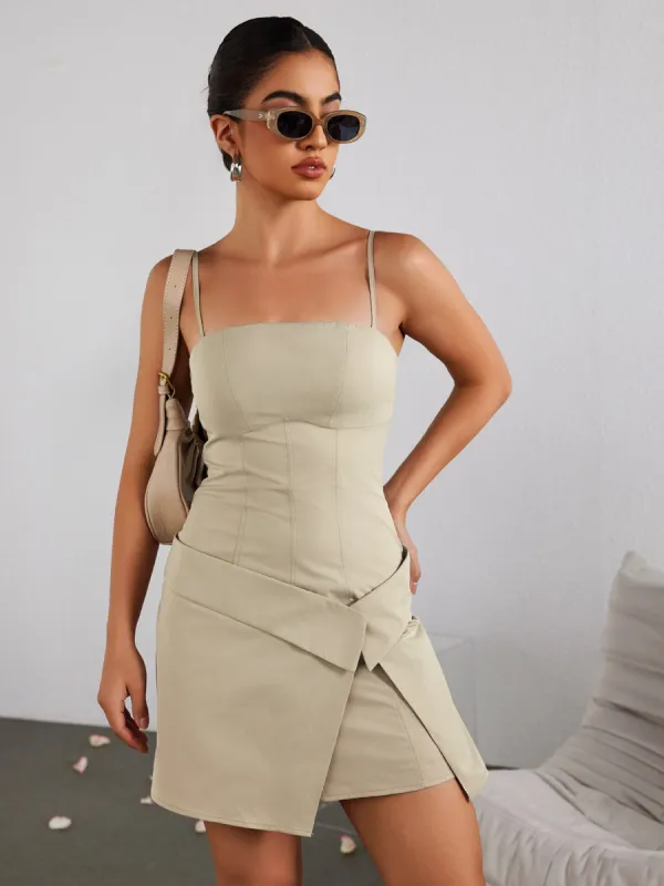 Backless Asymmetrical Hem Mini Dress sold by Parthea Fashion