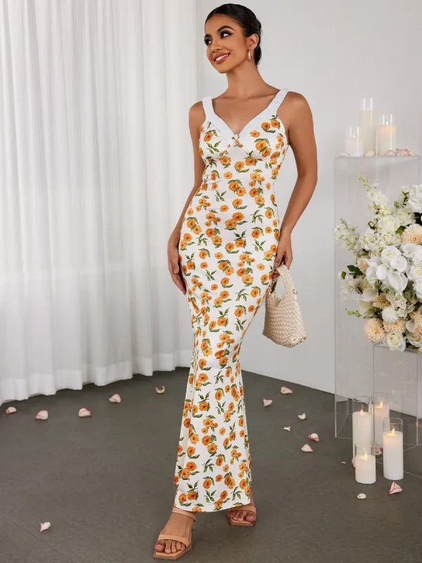 V-Neck Backless Floral Bodycon Dress sold by Parthea Fashion