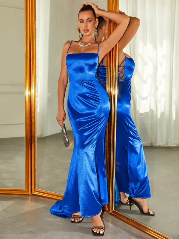 Mermaid Cut Out Satin Maxi Dress sold by Parthea Fashion