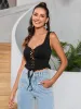 Lace Trim Crisscross Tank Top sold by Parthea Fashion