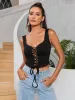 Lace Trim Crisscross Tank Top sold by Parthea Fashion