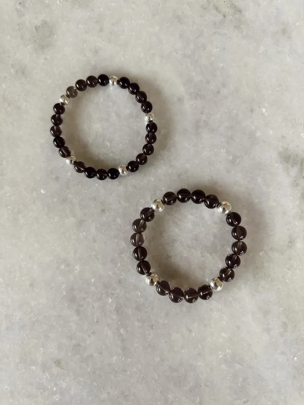 SMOKEY QUARTZ BEADED BRACELETS - STERLING SILVER sold by Stylin by Aylin