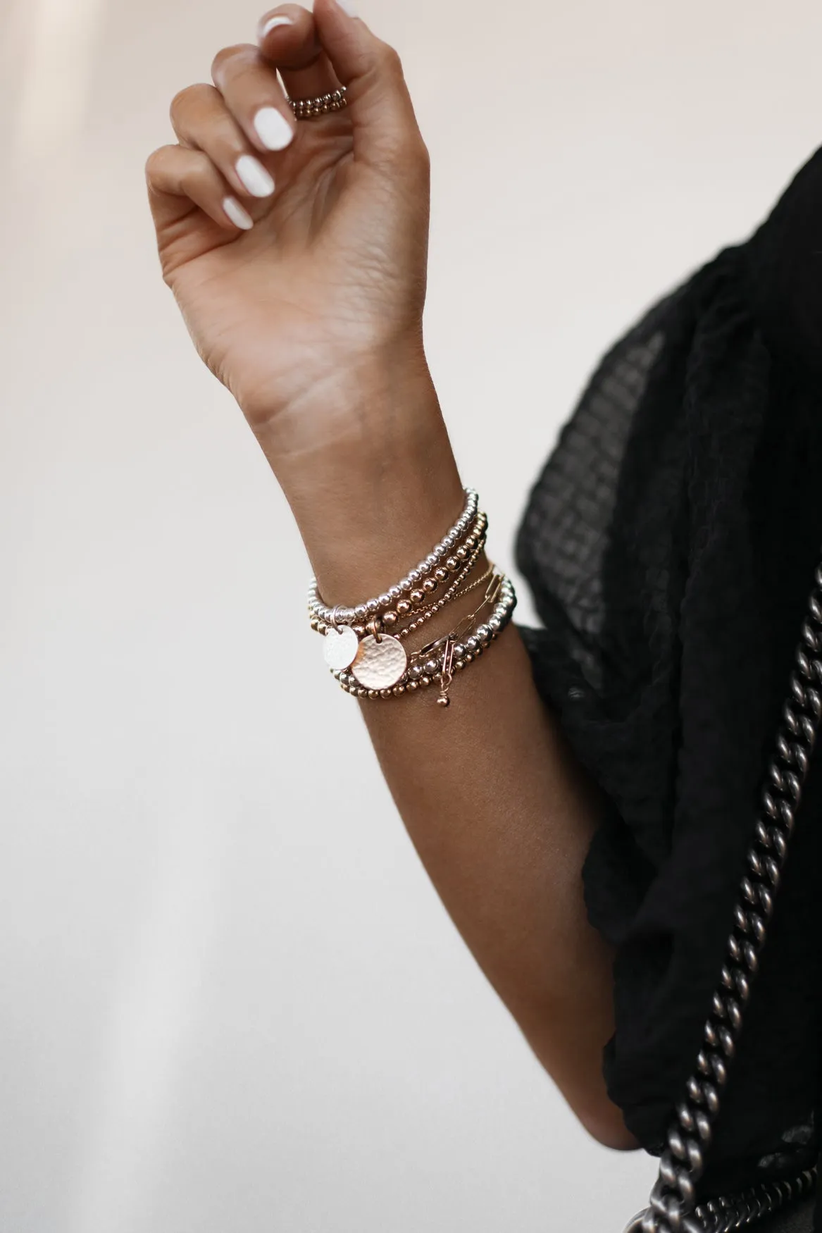 THE HAMMERED COIN BEADED BRACELET - STERLING SILVER sold by Stylin by Aylin product image thumbnail 2