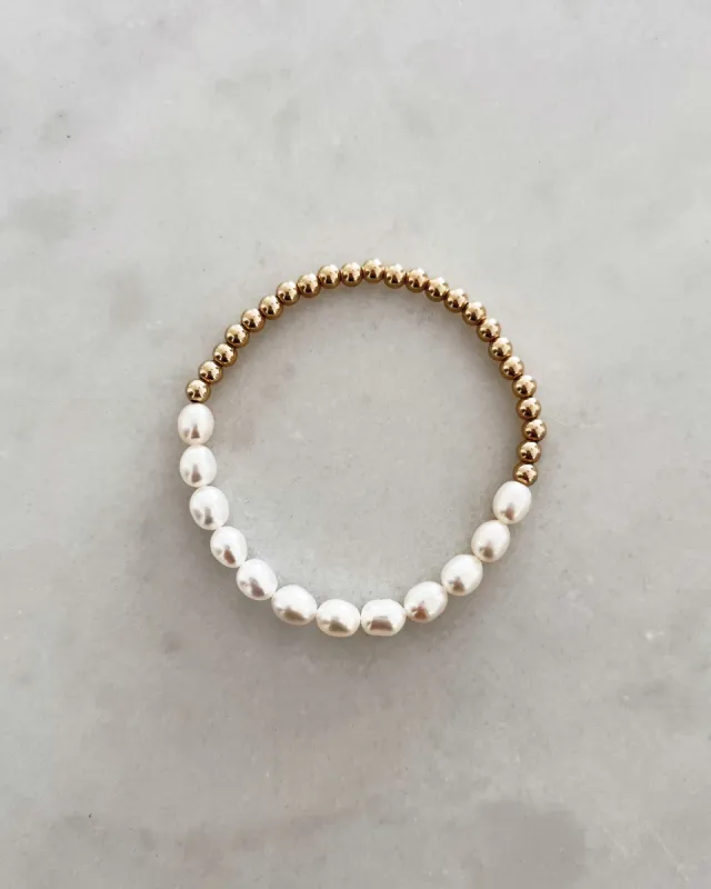 FRESH WATER PEARL & GOLD BEAD sold by Stylin by Aylin
