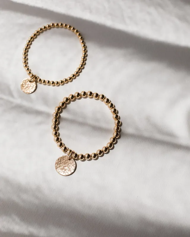 THE HAMMERED COIN BEADED BRACELET - GOLD sold by Stylin by Aylin
