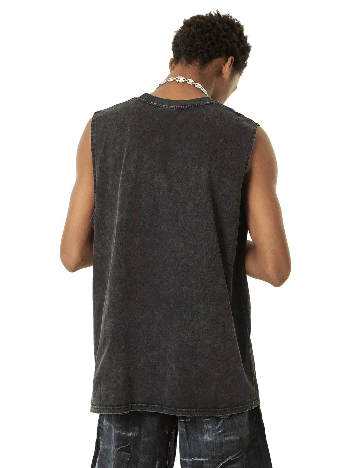 Thesupermade Retro Washed Character Thorns Street Rap Vest sold by Thesupermade product image thumbnail 2