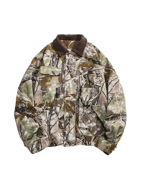 Thesupermade American Retro Leaf Print Jacket sold by Thesupermade